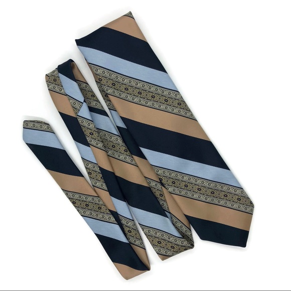 Stylish Blue & Gold Diagonal Stripe Tie - Picture 3 of 4